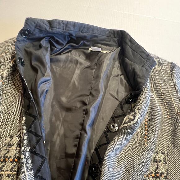 Coldwater Creek Womens Tweed Jacket Black Plaid Patch Size PS - Picture 8 of 13